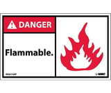 NMC DGA15LBL Danger Flammable Label, Adhesive Backed Vinyl, 3