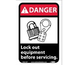 NMC DGA18 Danger Lock Out Equipment Before Servicing Sign