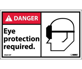 NMC DGA1LBL Danger Eye Protection Required In This Area Label, Adhesive Backed Vinyl, 3" x 5"