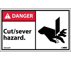NMC DGA22LBL Danger Cut/Sever Hazard Label, Adhesive Backed Vinyl, 3" x 5"