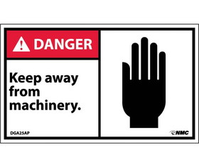 NMC DGA25LBL Danger Keep Away From Machinery Label, Adhesive Backed Vinyl, 3" x 5"