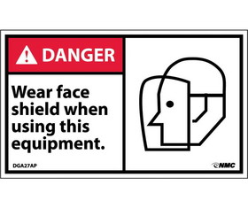 NMC DGA27LBL Wear Face Sheld When Using This Label, Adhesive Backed Vinyl, 3" x 5"