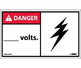 NMC DGA29LBL Danger ___ Volts Label, Adhesive Backed Vinyl, 3