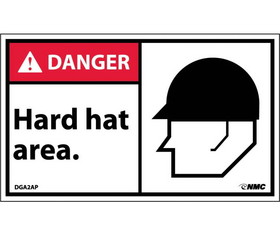 NMC DGA2LBL Danger Hard Hat Area Label, Adhesive Backed Vinyl, 3" x 5"