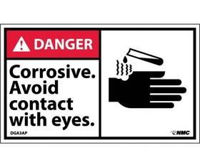 NMC DGA3LBL Corrosive Avoid Contact With Eyes&Hellip; Label, Adhesive Backed Vinyl, 3" x 5"