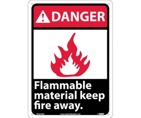 NMC DGA43 Danger Flammable Material Keep Fire Away Sign