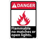 NMC DGA44 Danger Flammable No Matches Or Open Lights Sign