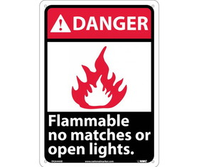 NMC DGA44 Danger Flammable No Matches Or Open Lights Sign