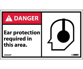 NMC DGA4LBL Danger Ear Protection Required In This Area Label, Adhesive Backed Vinyl, 3" x 5"