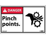 NMC DGA54LBL Danger Pinch Points Label, Adhesive Backed Vinyl, 3