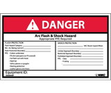 NMC DGA64LBL Danger Arc Flash And Shock Hazard Label, Adhesive Backed Vinyl, 3
