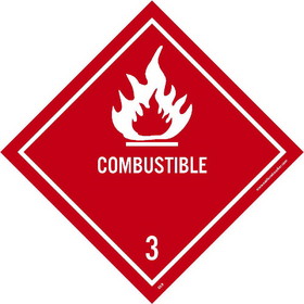 NMC DL9LBL Combustible 3 Dot Placard Label