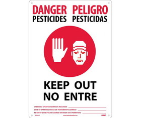 NMC DPSA1AC Danger Pesticides Keep Out - Bilingual Sign, Standard Aluminum, 20" x 14"
