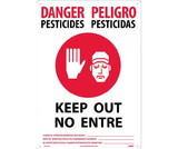 NMC DPSA1RC Danger Pesticide Peligro Keep Out  No En, Rigid Plastic, 20