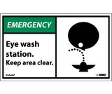 NMC EGA4LBL Emergency Eye Wash Station Keep Area Clear Label, Adhesive Backed Vinyl, 3