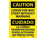 NMC ESC130 Caution Conveyor May Start Warning Sign - Bilingual