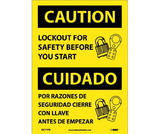 NMC ESC177 Caution Lockout Before Start Sign - Bilingual