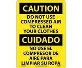 NMC ESC205 Caution Do Not Use Compressed Air Sign - Bilingual