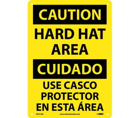 NMC ESC31 Caution Hard Hat Area Sign - Bilingual