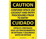 NMC ESC444 Caution Confined Space Sign - Bilingual