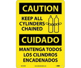 NMC ESC530 Caution Keep All Cylinders Chained Sign - Bilingual