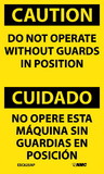 NMC ESC625LBL Caution Do Not Operate Without Guards In Position Bilingual Label, Adhesive Backed Vinyl, 5