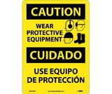 NMC ESC653 Caution Wear Protective Equipment Sign - Bilingual