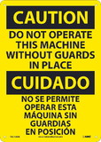 NMC ESC700 Caution Do Not Operate Without Guards Sign - Bilingual