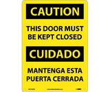 NMC ESC702LBL Caution This Door Must Be Kept Closed Sign - Bilingual