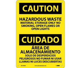 NMC ESC706 Caution Hazardous Waste Material Storage Sign - Bilingual