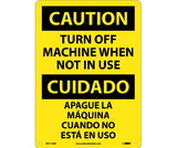 NMC ESC710 Caution Turn Off Machine Sign - Bilingual