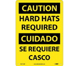 NMC ESC715 Caution Hard Hats Required Sign - Bilingual