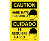 NMC ESC716 Caution Hard Hats Required Sign - Bilingual