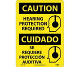 NMC ESC717 Caution Hearing Protection Required Sign - Bilingual