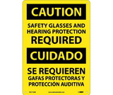 NMC ESC718 Caution Eye And Ear Protection Required Sign - Bilingual