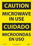NMC ESC720 Caution Microwave In Use Sign - Bilingual