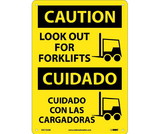 NMC ESC722 Caution Look Out For Forklifts Sign - Bilingual