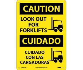 NMC ESC722 Caution Look Out For Forklifts Sign - Bilingual