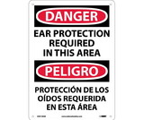 NMC ESD134 Danger Ear Protection Required Sign - Bilingual