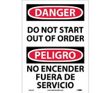 NMC ESD263 Danger Do Not Start Out Of Order Sign - Bilingual