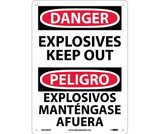 NMC ESD436 Danger Explosives Keep Out Sign - Bilingual