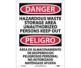 NMC ESD442 Danger Hazardous Waste Storage Area Sign - Bilingual