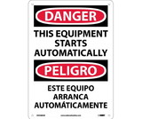 NMC ESD466 Danger Automatic Equipment Start Sign - Bilingual