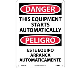 NMC ESD466 Danger Automatic Equipment Start Sign - Bilingual