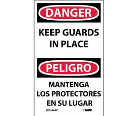 NMC ESD566LBL Keep Guards In Place Label, Adhesive Backed Vinyl, 5" x 3"
