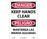NMC ESD654 Danger Keep Hands Clear Sign - Bilingual