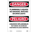 NMC ESD661 Danger Flammable Liquids No Smoking Sign - Bilingual