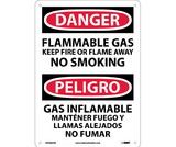NMC ESD662 Danger Flammable Gas Sign - Bilingual