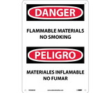 NMC ESD665 Danger Flammable Materials No Smoking Sign - Bilingual