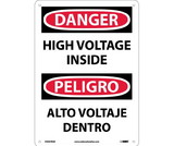 NMC ESD678 Danger High Voltage Inside Sign - Bilingual